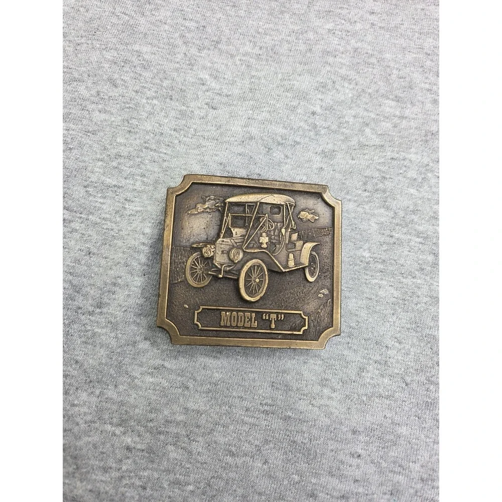 Vintage 1977 Ford Model T Solid Brass Bergamot Brass Works Belt Buckle Heavy